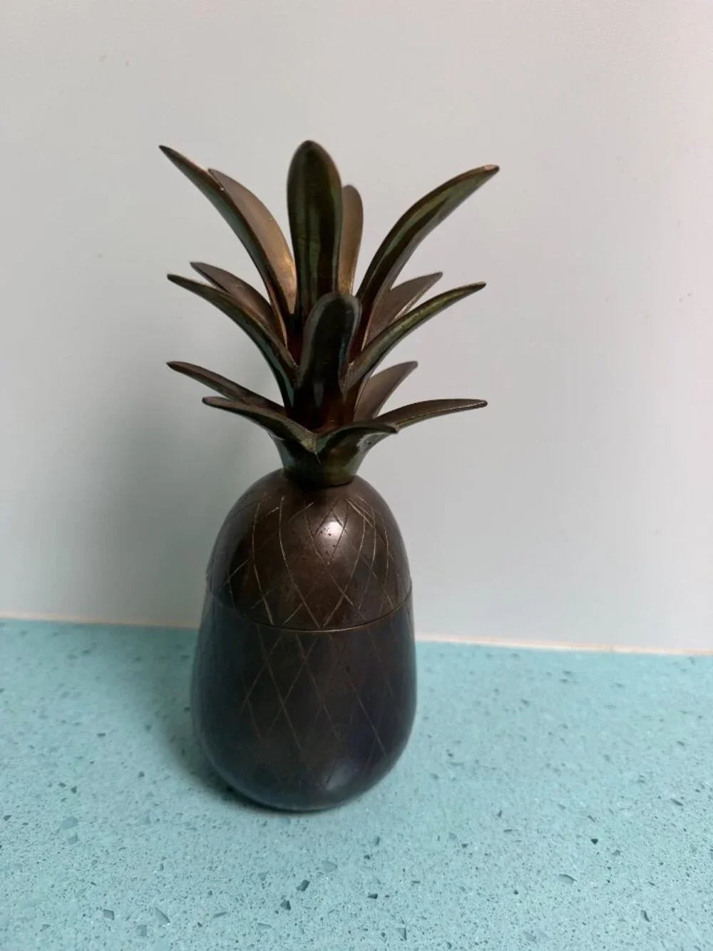 Brass Pineapple Lidded Container Mid Century Hollywood Regency Style